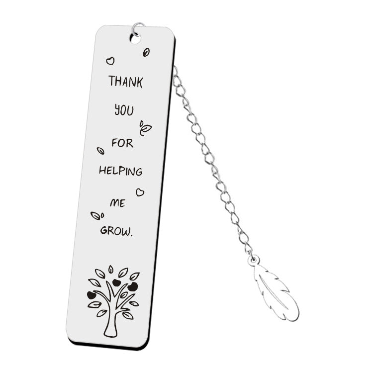 Wholesale Stainless Steel Frosted Bookmark Leaf Tassel Pendant